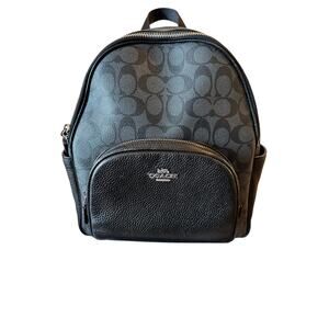Black Coach Court Backpack in Signature Print Adjustable Straps